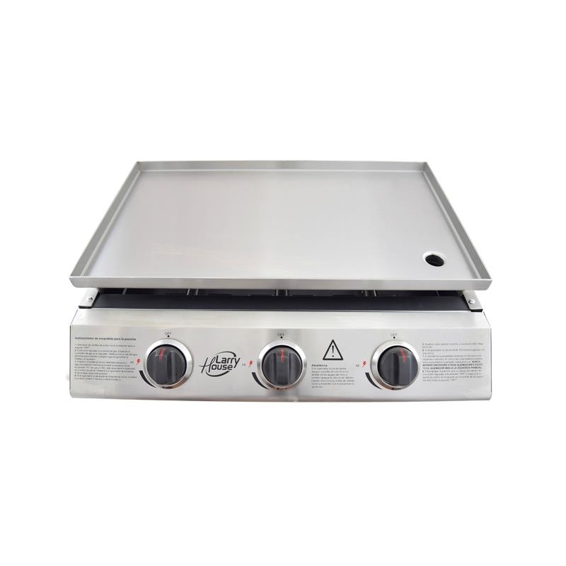 LH1580 PLANCHA DE ASAR INOXIDABLE LARRYHOUSE 3 FUEGOS